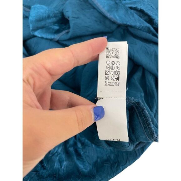 Zara Womens Midi Dress Small S Green Gold Applique Satin Wrinkle 2774/898 NWT - Picture 15 of 16